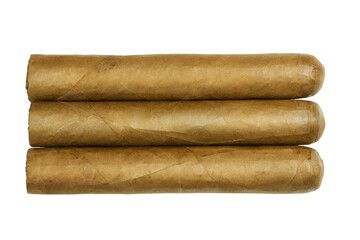 Three Cuban cigars isolated on transparent background