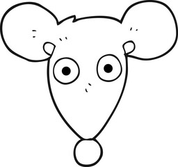 freehand drawn black and white cartoon mouse