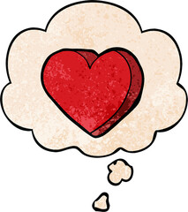 cartoon love heart with thought bubble in grunge texture style