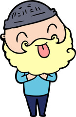 man with beard sticking out tongue