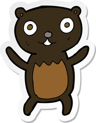 sticker of a cartoon black bear cub