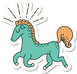 sticker of a tattoo style prancing stallion