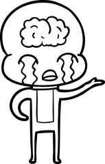 cartoon big brain alien crying
