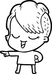 happy cartoon girl pointing