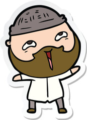 sticker of a cartoon happy bearded man