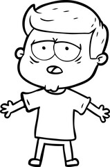 cartoon tired man