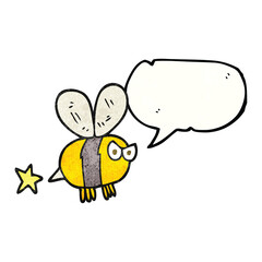 freehand speech bubble textured cartoon angry bee