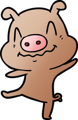 Obraz premium cartoon drunk pig
