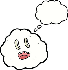cartoon spooky cloud with thought bubble