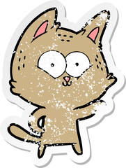 distressed sticker of a cartoon cat