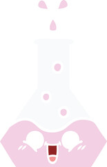 flat color retro cartoon of a science beaker