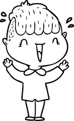 cartoon happy boy surprised