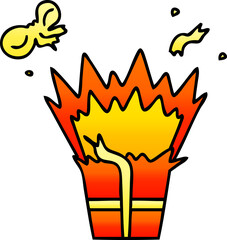 gradient shaded quirky cartoon of an explosive present