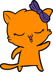 cartoon cat with bow on head