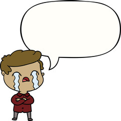 cartoon man crying with speech bubble
