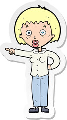 sticker of a cartoon shocked woman