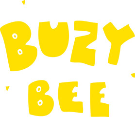 flat color illustration of buzy bee text symbol