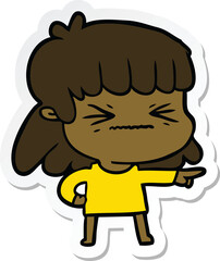 sticker of a cartoon woman