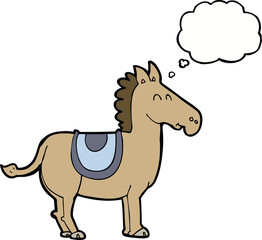 cartoon donkey with thought bubble