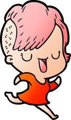 cute cartoon girl with hipster haircut