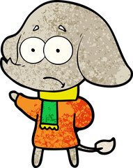 cartoon unsure elephant in scarf