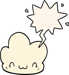 cartoon cloud with speech bubble in comic book style