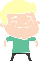 happy flat color style cartoon man