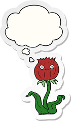 cartoon thistle with thought bubble as a printed sticker