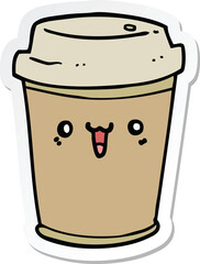 sticker of a cartoon take out coffee