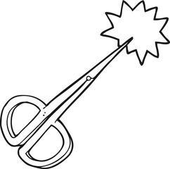 freehand drawn black and white cartoon nail scissors