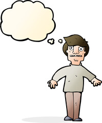 cartoon shocked man with thought bubble