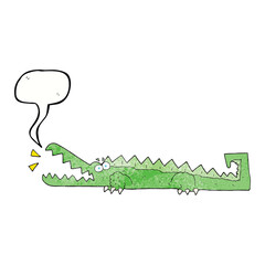 freehand speech bubble textured cartoon crocodile