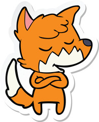 sticker of a friendly cartoon fox