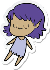 sticker of a happy cartoon elf girl