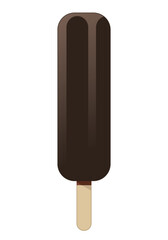 Ice cream bar popsicle with chocolate coating on a stick, color vector illustration isolated on white