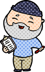 cartoon happy bearded man