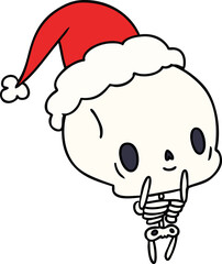 hand drawn christmas cartoon of kawaii skeleton