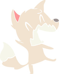 laughing fox flat color style cartoon