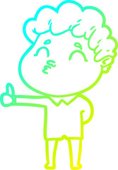 cold gradient line drawing of a cartoon man pouting