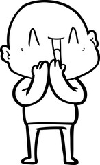 happy cartoon bald man