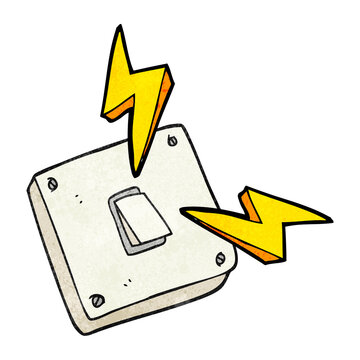 freehand textured cartoon sparking electric light switch