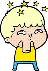 cartoon amazed boy