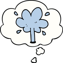 cartoon water squirt with thought bubble