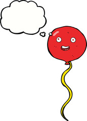 cartoon party balloon with thought bubble