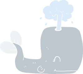 flat color illustration of whale spouting water