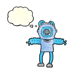 cartoon deep sea diver with thought bubble
