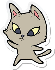 sticker of a confused cartoon cat