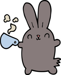 cute cartoon rabbit with coffee cup