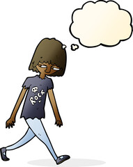 cartoon teenager with thought bubble