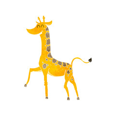 freehand retro cartoon giraffe